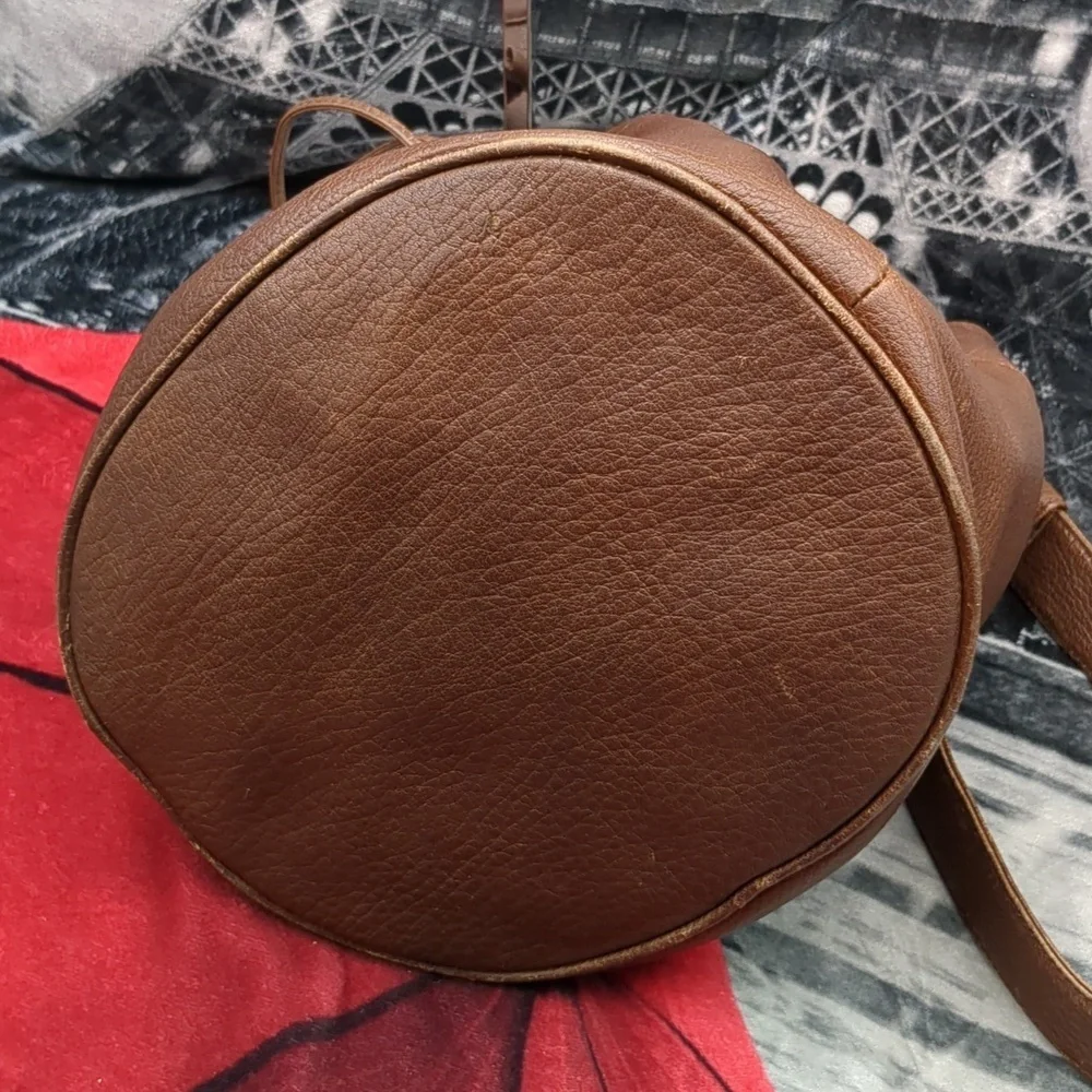 Donna Karen brown leather drawstring purse - Picture 4 of 11